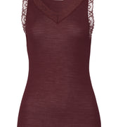 Woolen Lace Lace Trim Wool And Silk Tank Top | Vivid Brown 70828-2421